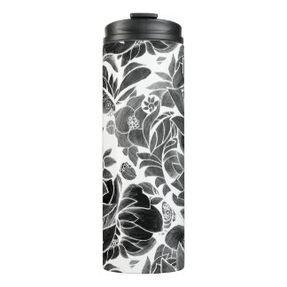 Termo Floral blanco negro