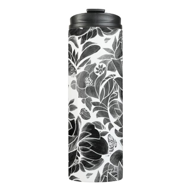 Termo Floral blanco negro (Anverso)