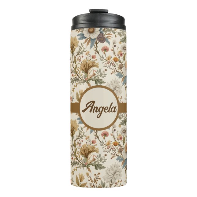 Termo Floral boho en Beige (Anverso)