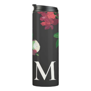 Termo Floral color de agua oscuro con monograma