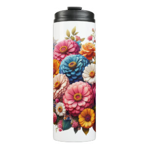 Termo Floral colorida/zinnia de primavera/Rosa