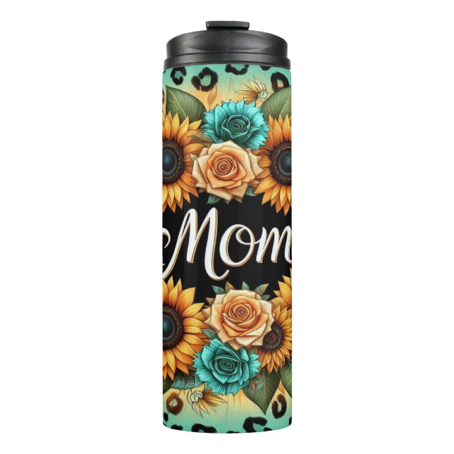 Termo Floral con girasoles y Rosas para mamá (Anverso)