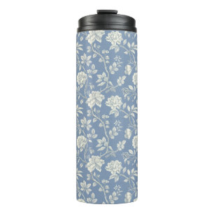 Termo Floral Crema Azul