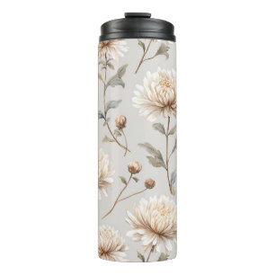 Termo Floral Crema Marrón Cacao 