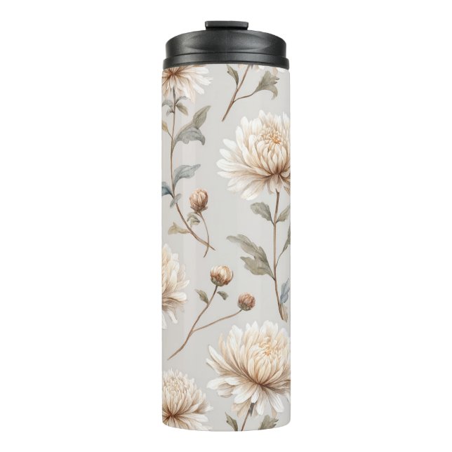 Termo Floral Crema Marrón Cacao  (Anverso)