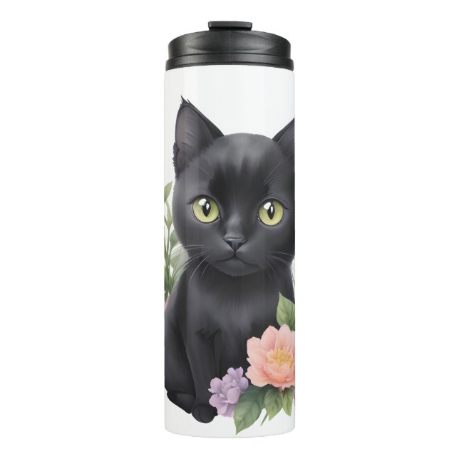 Termo Floral cúrcuma de gato negro (Anverso)
