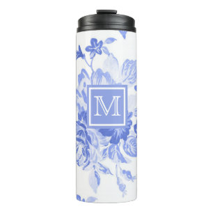Termo Floral de Acuarela Azul Tumblr Térmico