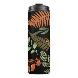 Termo Floral de follaje botánico de Fern oscuro y colori