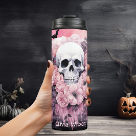 Termo Floral de Gótico rosa y negro personalizada