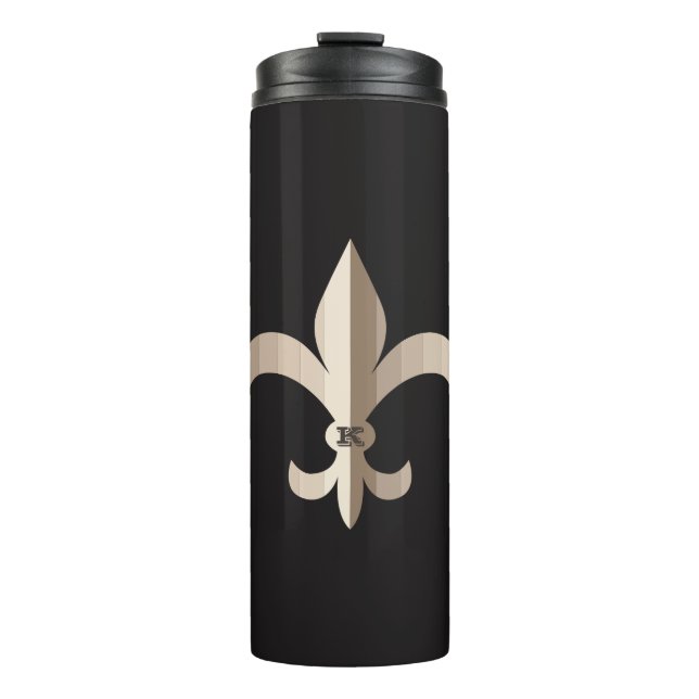 Termo Floral de lis monogramada a rayas (Anverso)