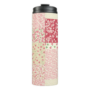 Termo Floral de mosaico: Ornamentos dibujados a mano.
