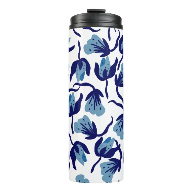 Termo Floral De Pansy Azul: Impresionante. (Anverso)
