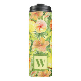 Termo Floral de piña monogramada