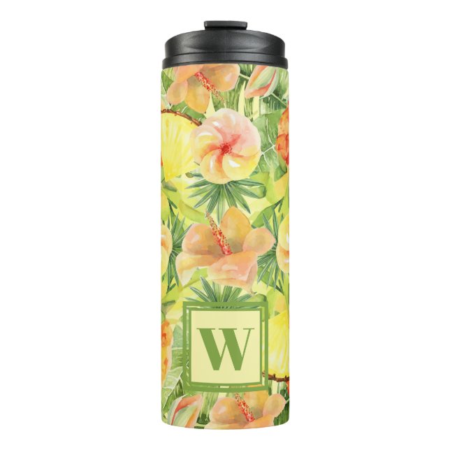 Termo Floral de piña monogramada (Anverso)