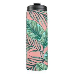 Termo Floral de selva tropical: patrón de hojas de palme