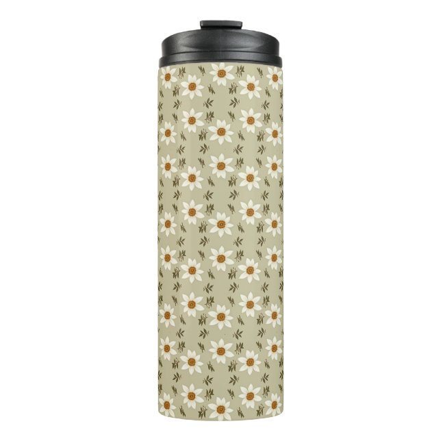 Termo Floral decorativa en blanco y beige (Anverso)