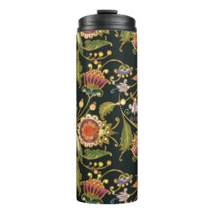 Termo Floral decorativa: Púrpura dorado acrílico.