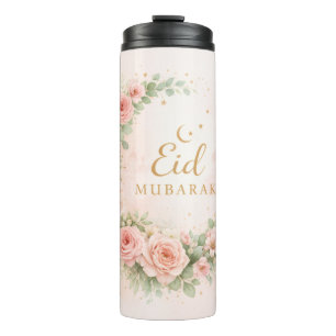 Termo Floral Eid Mubarak – Regalo Islámico Rosa Claro f