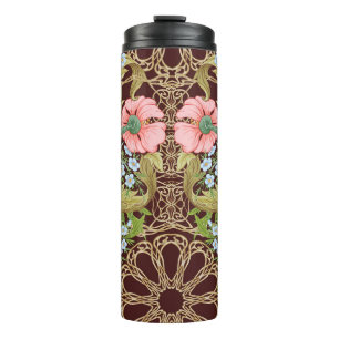 Termo Floral estilo Art Nouveau: patrón de cosecha de co