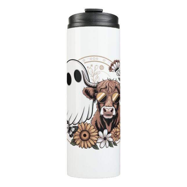 Termo Floral Fall Highland Cow Ghost (Anverso)