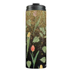 Termo *~* Floral Girona rosa amarillo TULIPS Gold Purpur