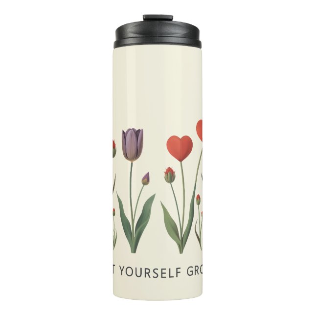Termo Floral Heart Tulips Let Yourself Grow Quote (Anverso)