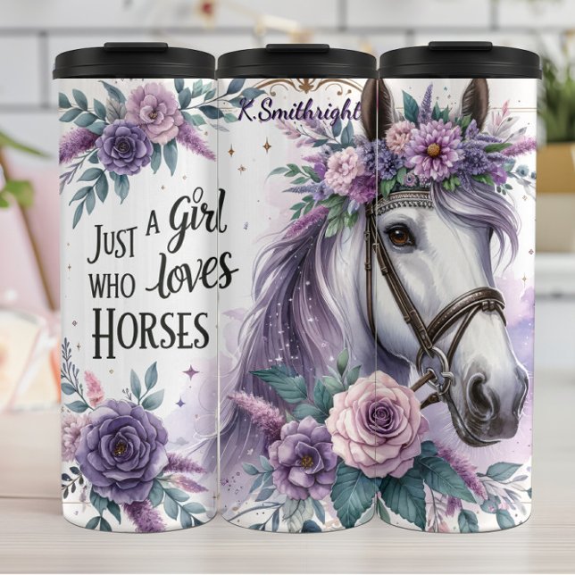 Termo Floral Horse Girl Loves Horses (Subido por el creador)