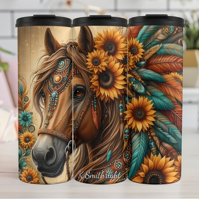 Termo Floral Horse Sunflower Feather Adornment (Subido por el creador)