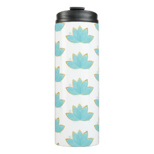 Termo Floral Lotus Seafoam Blue & Faux Gold
