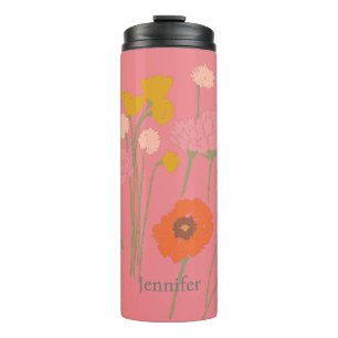 Termo Floral moderna de bonito con nombre personalizado