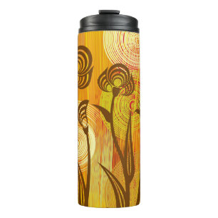 Termo Floral naranja: patrón de fondo vibrante