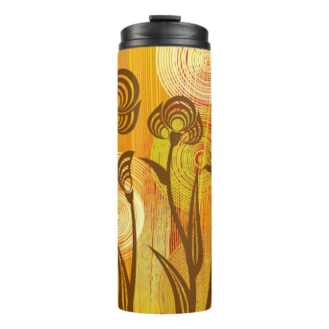 Termo Floral naranja: patrón de fondo vibrante (Anverso)