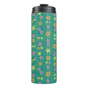 Termo Floral Patchwork Verde Turquesa Retro