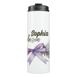 Termo Floral Personalizado Blanco y Morado Moderno