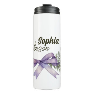 Termo Floral Personalizado Moderno Blanco y Morado