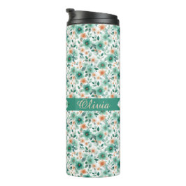 Termo Floral Personalizado Verde Primavera Vintage