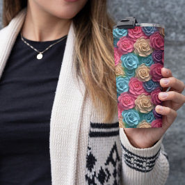 Termo Floral rosa 3D