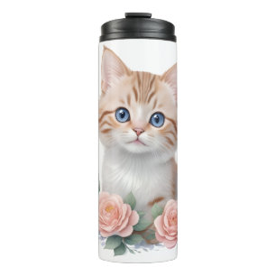 Termo Floral rosa de gato suave