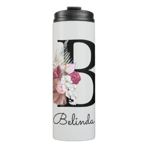 Termo Floral rosa moderna inicial B