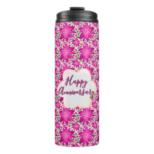 Termo Floral rosa personalizada y única