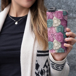 Termo Floral rosa y azul 3D