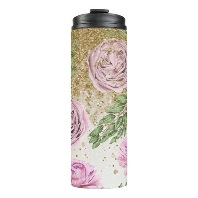 Termo *~* Floral Rubor Lavender PEONY Gold Purpurina (Anverso)