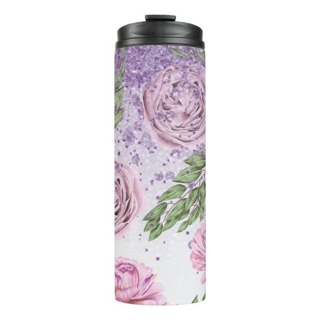 Termo *~* Floral Rubor Lavender PEONY Purpurina Púrpura (Anverso)