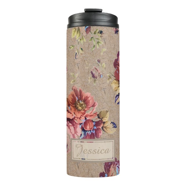 Termo Floral rústica vintage personalizada (Anverso)