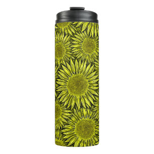 Termo Floral Rústico Amarillo Giro mano de girasol