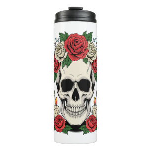 Termo Floral Skull con Velas Halloween