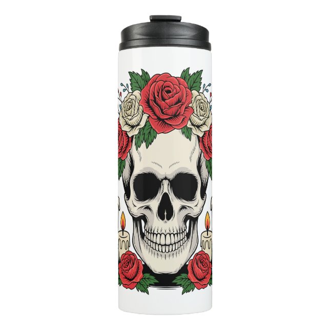Termo Floral Skull con Velas Halloween (Anverso)