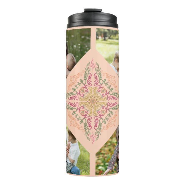 Termo Floral Soft peach kaleidoscopic Script Best Mom  (Anverso)