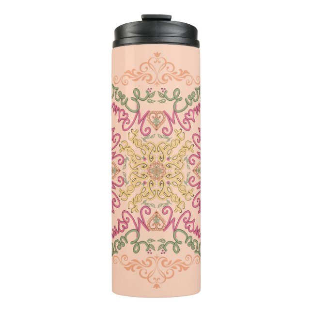 Termo Floral Soft peach kaleidoscopic Script Best Mom  (Anverso)