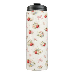 Termo Floral vintage de fresa sin costuras cottagecore